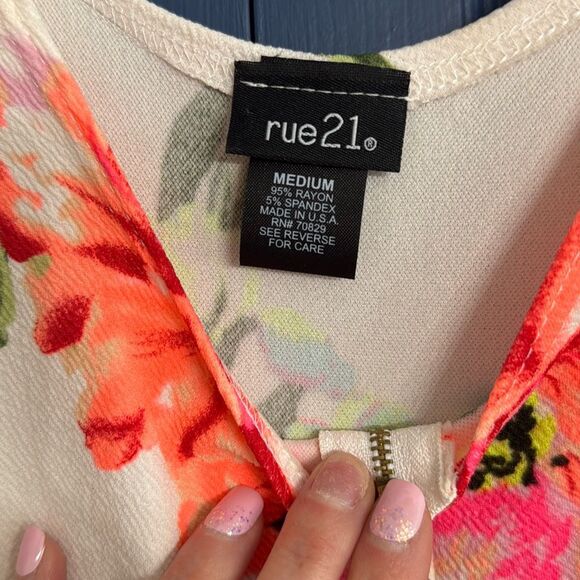 Rue21 Vintage Neon Floral Mini Dress Size M - Picture 4 of 6